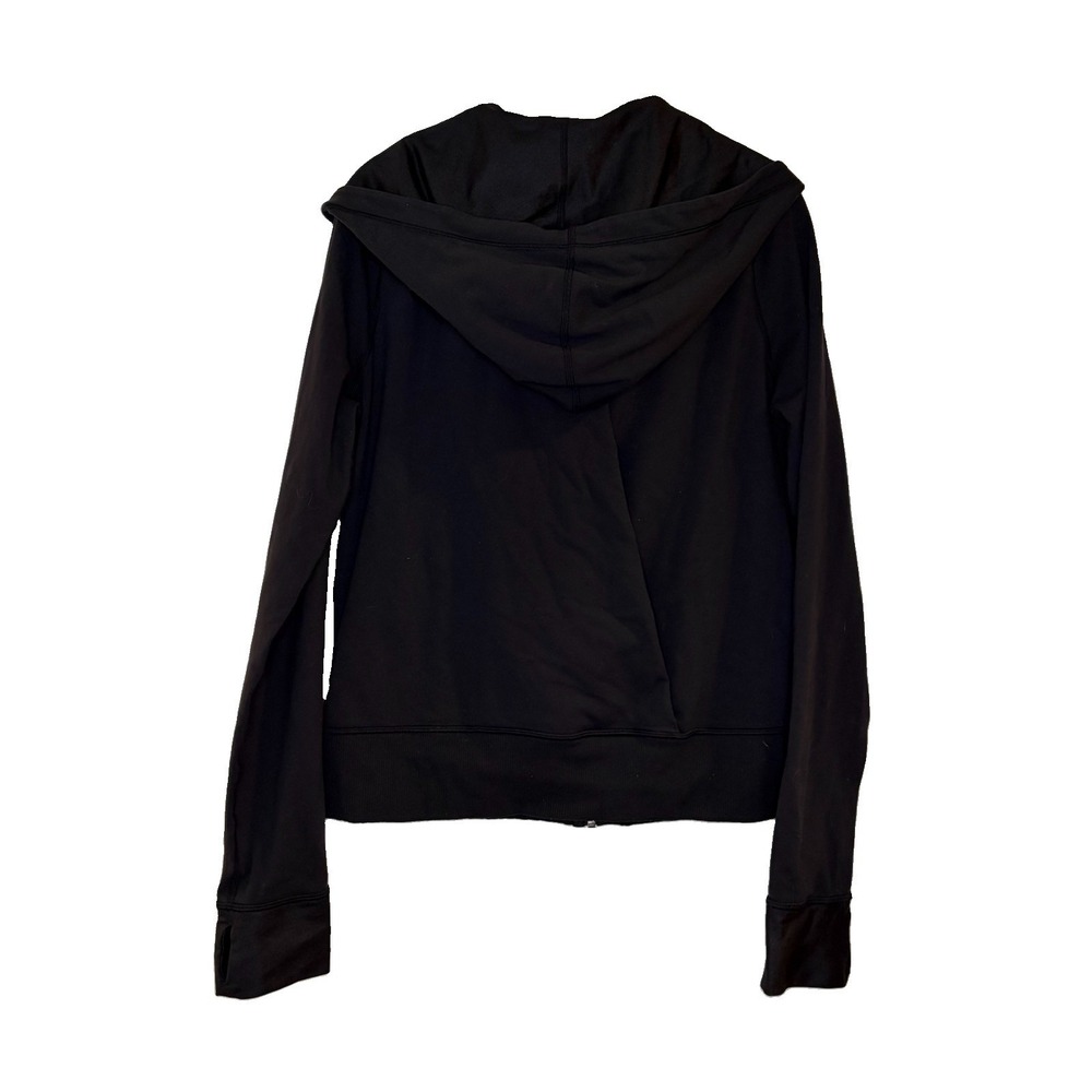 Lululemon Hoodie Sweatshirt Full Zip Solid Black Drapey Back Stretch Size 8 - Picture 2 of 3